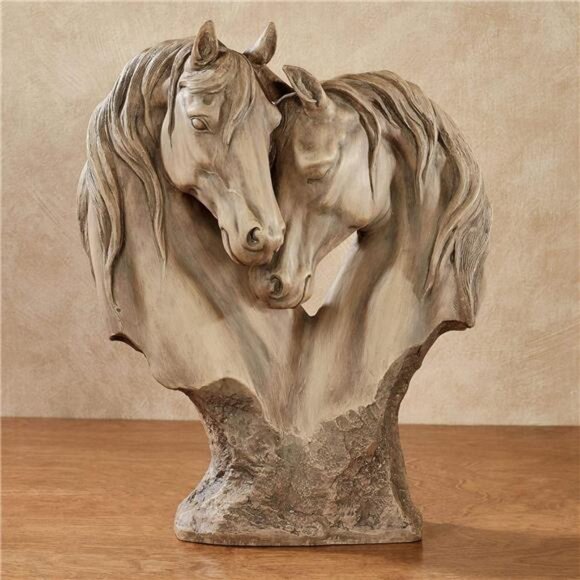 Touch of Class Loving Horses Table Sculpture Tan - Light Brown - Made of Resin - Picture 2 of 4